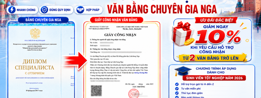 Hỗ trợ Công nhận văn bằng Chuyên gia Nga